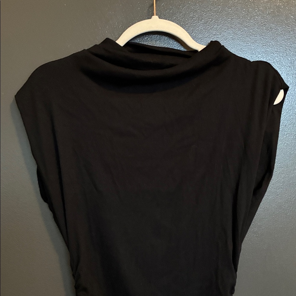 NWT Michael Stars Gia Mock Neck Power Shoulder Dress Ultra Rib Sz S - Picture 4 of 8